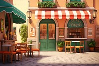 Restaurant furniture awning chair. AI generated Image by rawpixel.