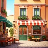 Restaurant furniture street awning. AI generated Image by rawpixel.