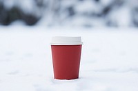 Coffee cup drink snow. 