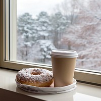 Window cup coffee bread. AI generated Image by rawpixel.
