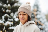 Holiday beanie person smile. AI generated Image by rawpixel.