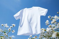 T-shirt sleeve flower white. AI generated Image by rawpixel.