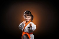 Child portrait smiling karate. 