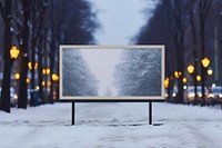 Billboard outdoors winter street.