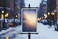 Snow billboard outdoors lighting. 