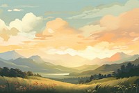 Sky landscape outdoors painting. AI generated Image by rawpixel.