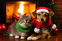 Fireplace dog christmas mammal. AI generated Image by rawpixel.