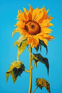 Sunflower plant blue inflorescence. AI generated Image by rawpixel.