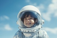 Astronaut smiling helmet child. 