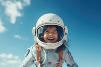 Astronaut smiling helmet child. 