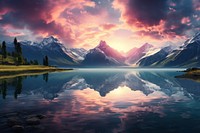Lake landscape panoramic mountain. AI generated Image by rawpixel.