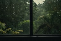 Rain nature forest window. 