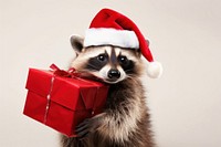 Raccoon christmas portrait mammal. 