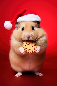 Hamster christmas portrait holding. 