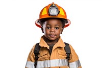 Portrait hardhat fireman helmet. 