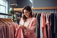 Shopping choosing fashion smiling. AI generated Image by rawpixel.