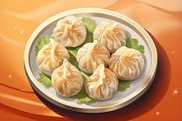 Dumpling plate food dish. 