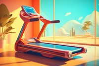 Treadmill cartoon sports gym. AI generated Image by rawpixel.