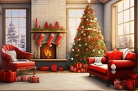 Christmas architecture fireplace furniture