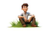 Cartoon grass sitting plant. AI generated Image by rawpixel.