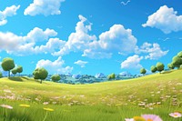 Meadow sky backgrounds grassland. AI generated Image by rawpixel.