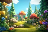 Cartoon nature landscape mushroom. 