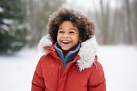 Snow laughing portrait outdoors. 