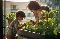 Gardening vegetable balcony child