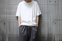 T-shirt sleeve person white