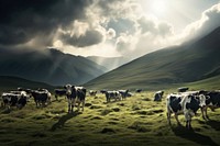 Grassland herd cow livestock. AI generated Image by rawpixel.