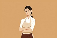 Female barista owner adult arms crossed hairstyle. 