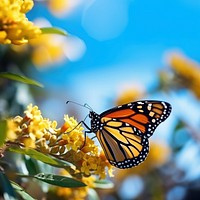 Butterfly monarch flower animal. AI generated Image by rawpixel.
