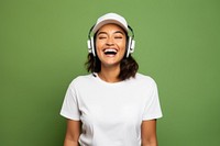 Headphones laughing headset t-shirt. AI generated Image by rawpixel.