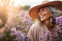 Flower laughing portrait outdoors. 