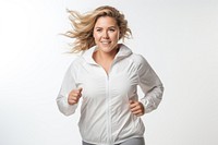 Jogging sports smile white. 