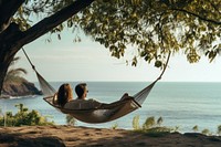 Beach outdoors vacation hammock. 