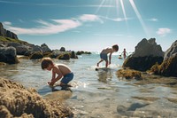 Beach swimming outdoors summer. AI generated Image by rawpixel.