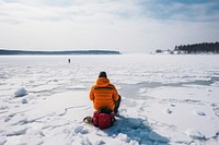 Snow outdoors sitting nature. AI generated Image by rawpixel.