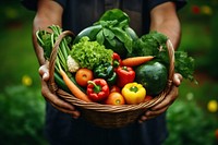 Holding produce basket food. 