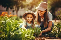 Outdoors gardening nature child. 