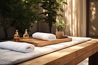 Relaxation luxury towel table. AI generated Image by rawpixel.
