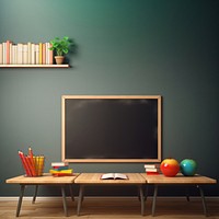 Blackboard table furniture classroom. 