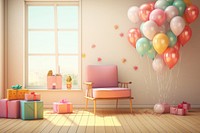 Furniture birthday balloon chair. AI generated Image by rawpixel.