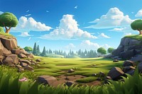 Landscape grass outdoors cartoon. AI generated Image by rawpixel.