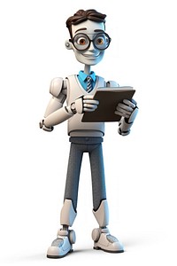 Robot cartoon human white background. AI generated Image by rawpixel.