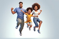 Jumping laughing cartoon father. AI generated Image by rawpixel.