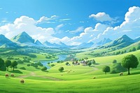 Landscape pasture countryside grassland. AI generated Image by rawpixel.
