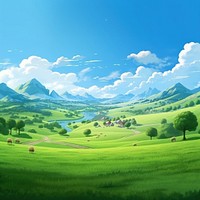 Landscape grassland panoramic outdoors. 