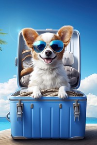 Sunglasses dog suitcase mammal. 