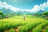 Landscape field countryside panoramic. AI generated Image by rawpixel.